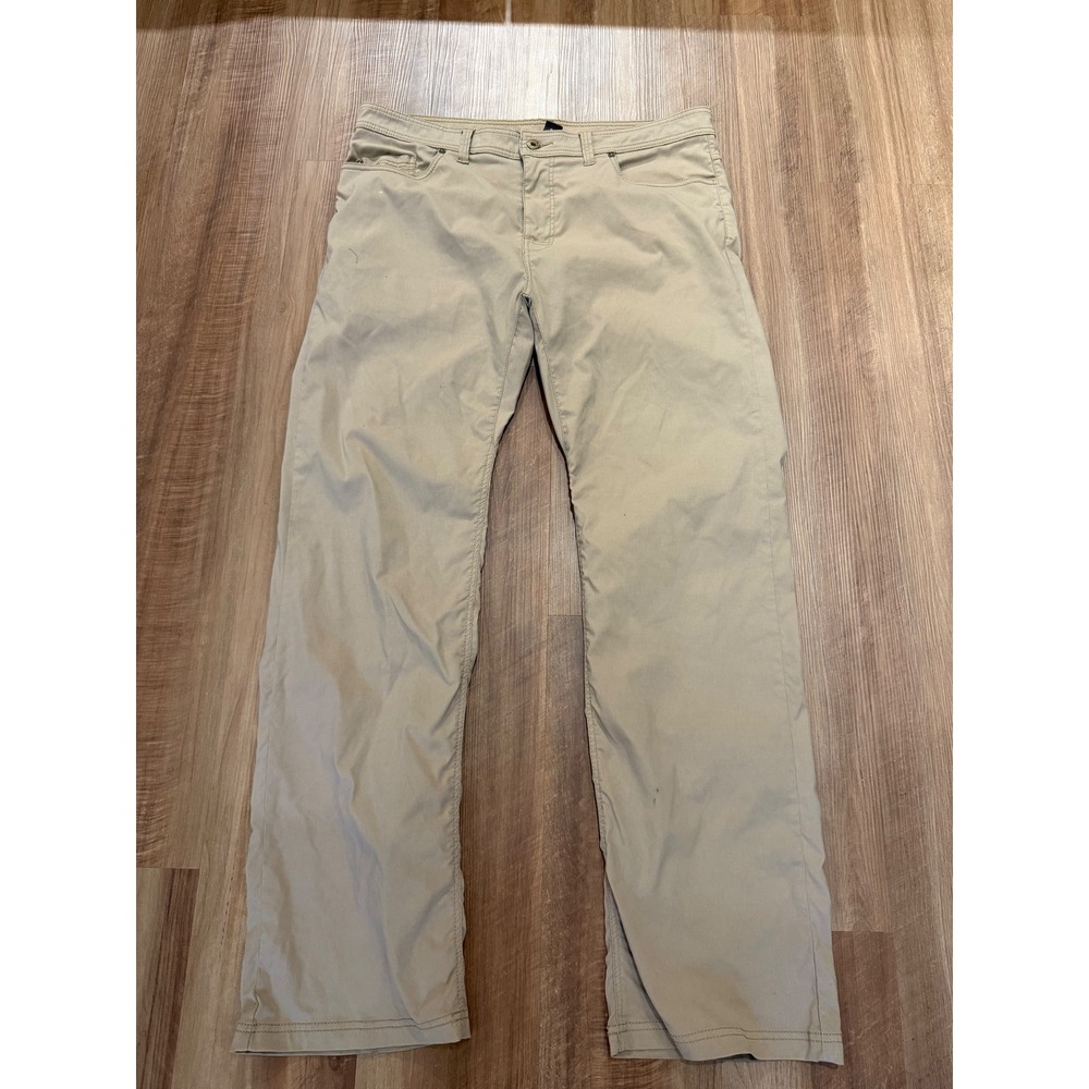 Prana Breathe Pants Mens 38x34 Tan Khaki Straight Leg Outdoor Hiking